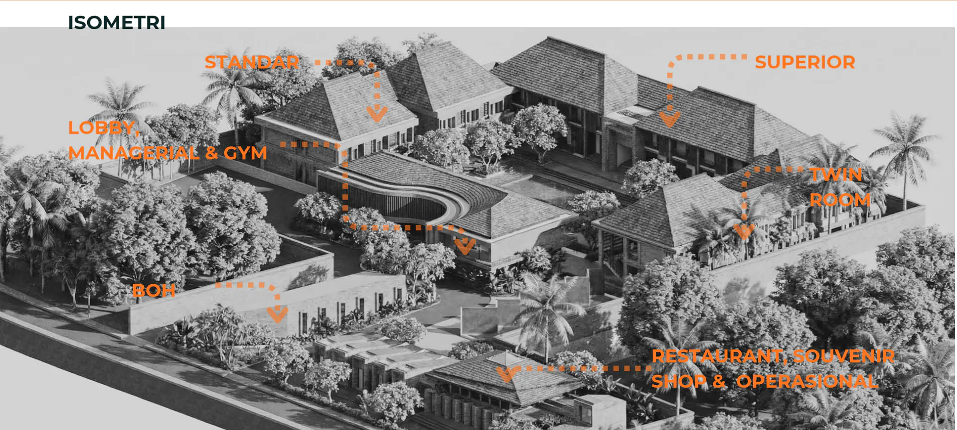 Functional isometric diagram of Aksara Hotel