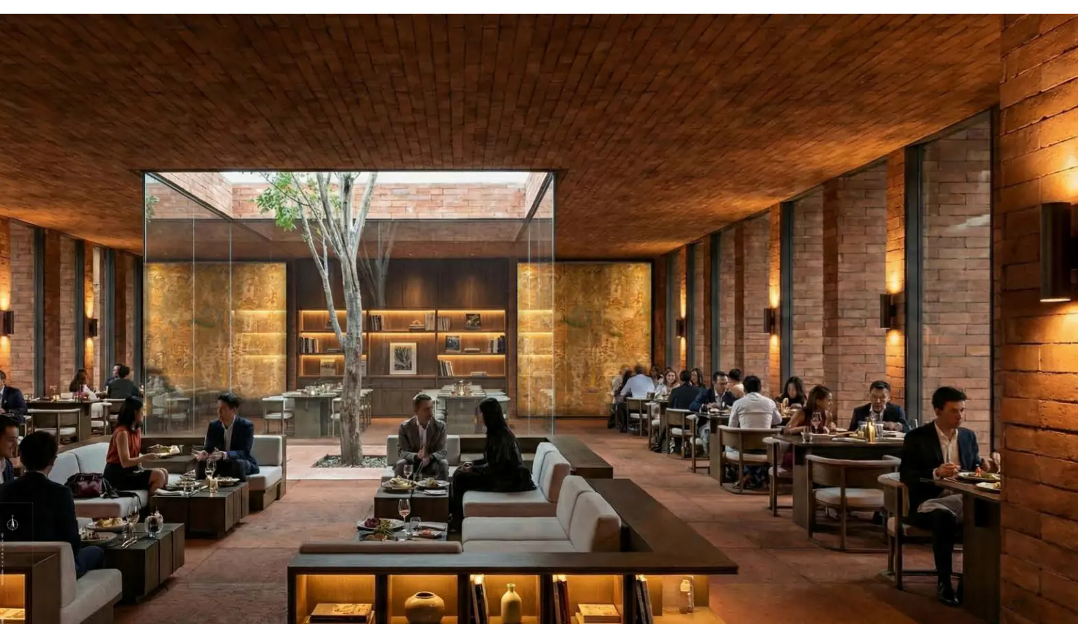 Interior visualization of the Aksara Hotel restaurant