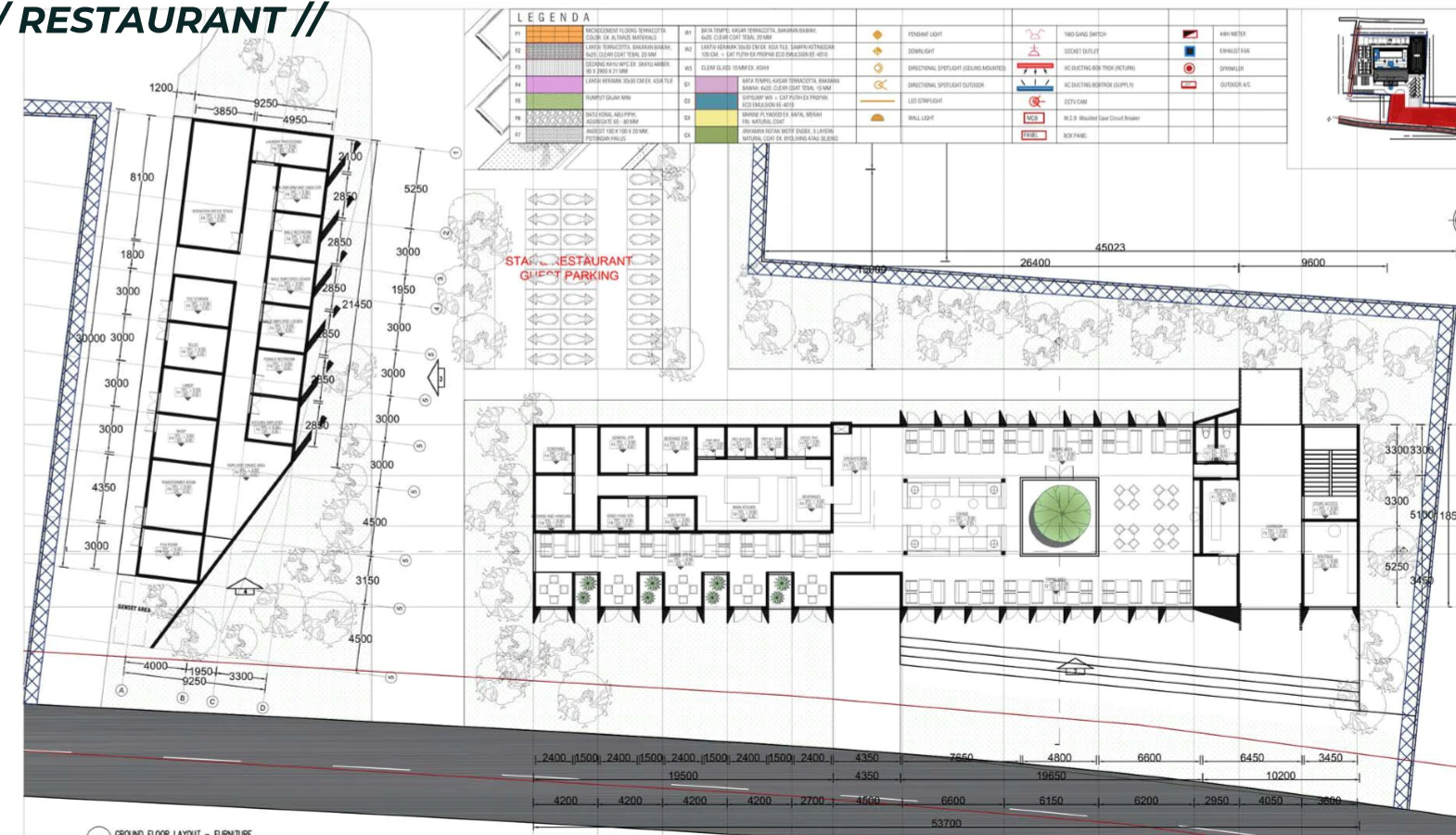 Selected restaurant floor plan for Aksara Hotel