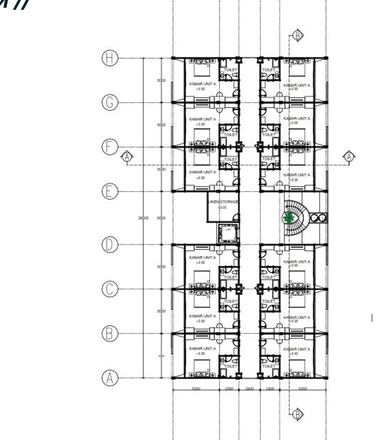 Selected standard room floor plan for Aksara Hotel