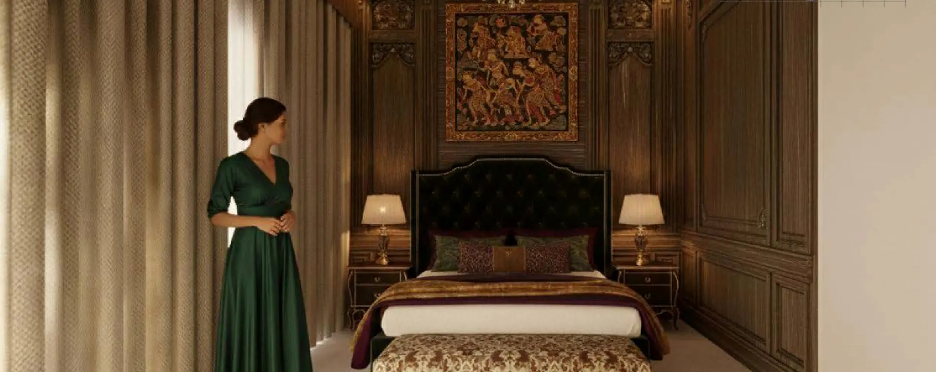 Superior room bedroom visualization at Aksara Hotel
