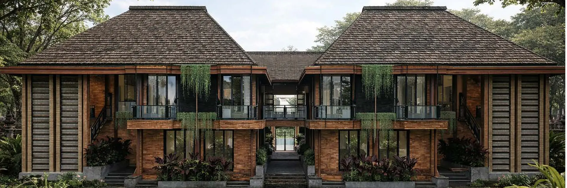Exterior visualization of the Aksara Hotel twin room wing
