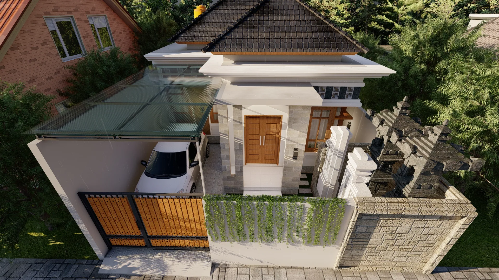 High-angle exterior view of the West Denpasar Residence