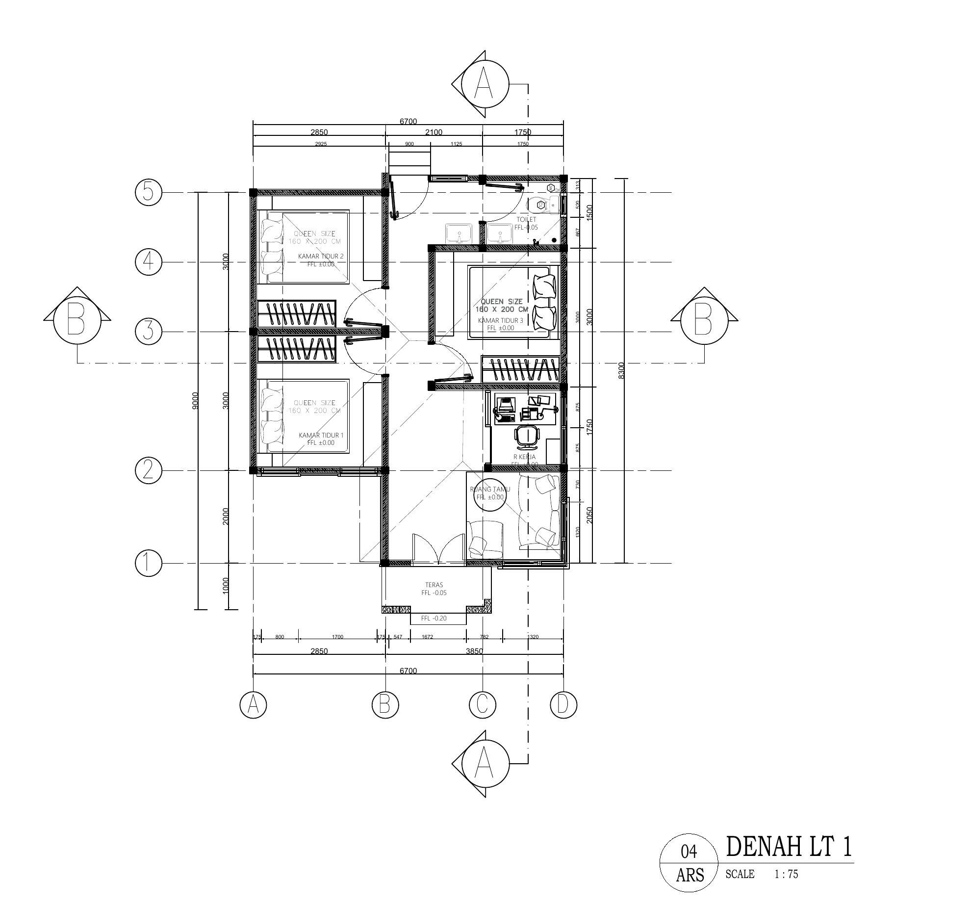 Main architectural floor plan for the West Denpasar Residence