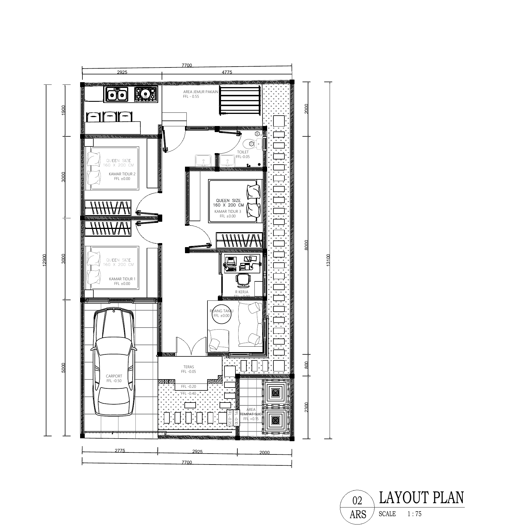 Architectural layout plan for the West Denpasar Residence