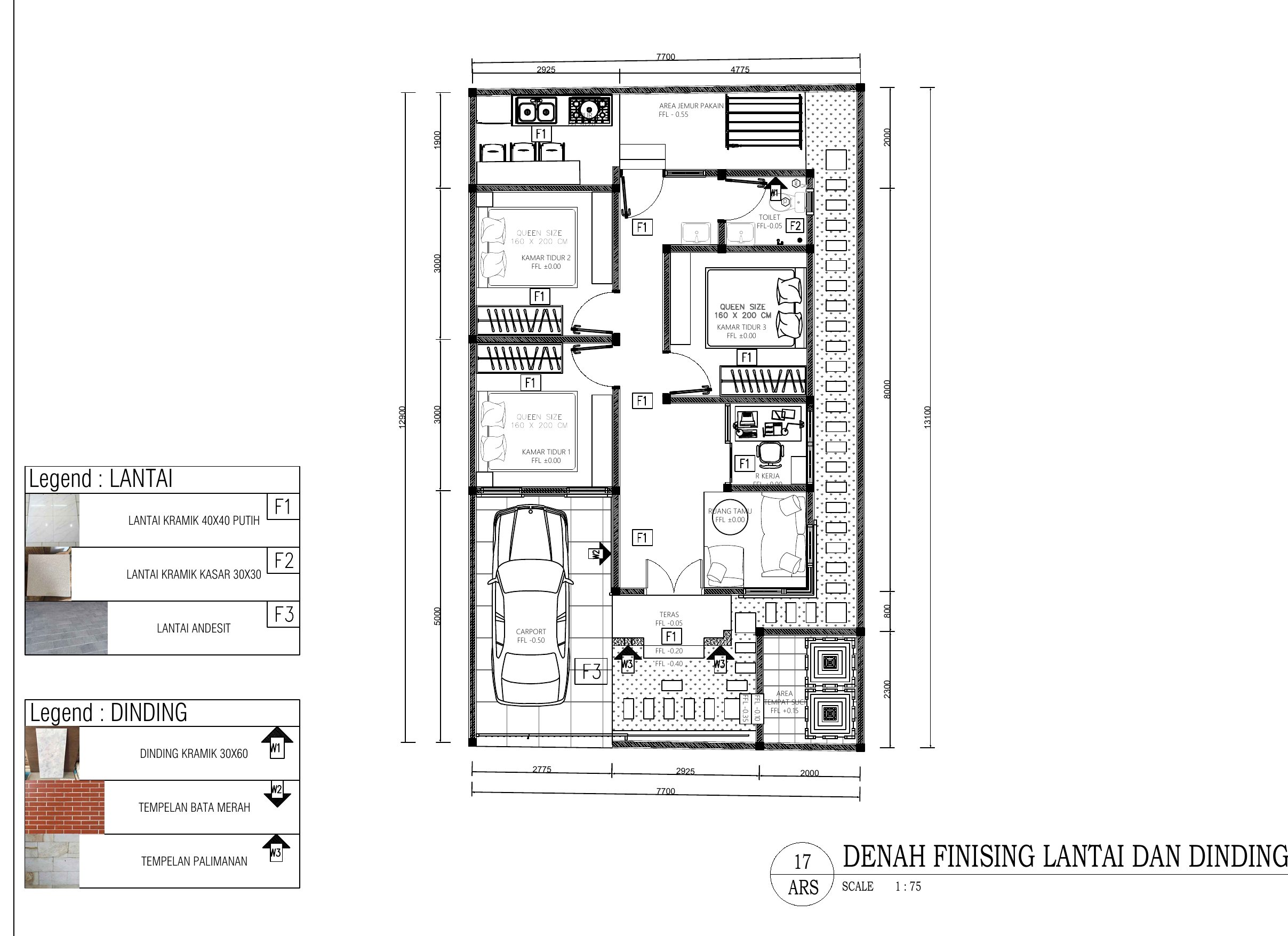 Material and finish plan for the West Denpasar Residence