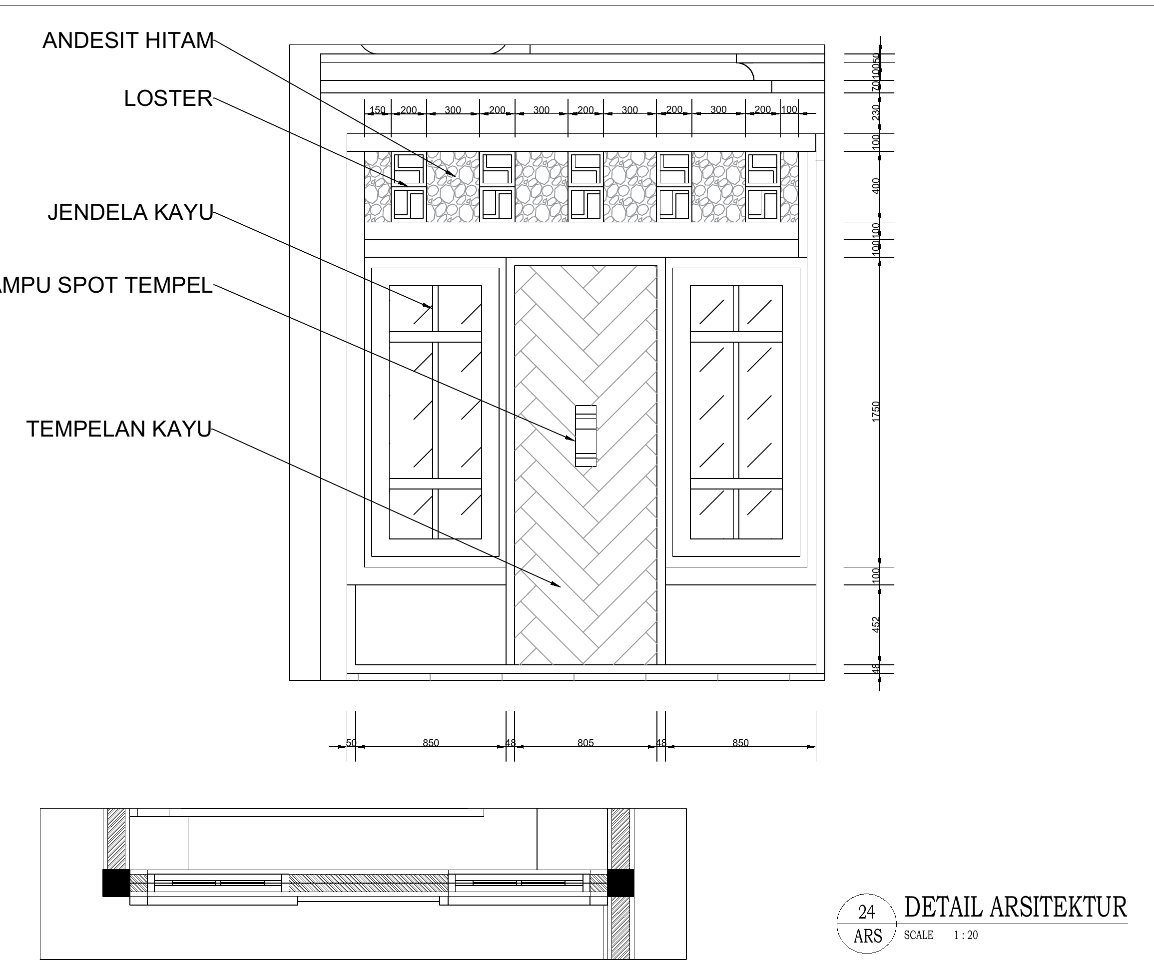 Selected entrance architectural detail for the West Denpasar Residence